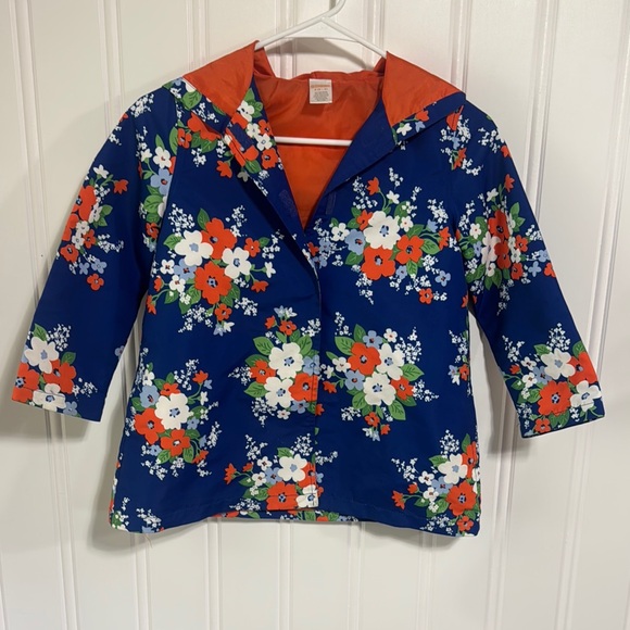 Gymboree Other - Gymboree Blue and Orange Floral Jacket raincoat Size Small 5-6
